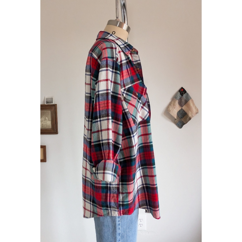 Vintage Flannel Plaid Cotton Unisex Button Down Shirt - Picture 16 of 16